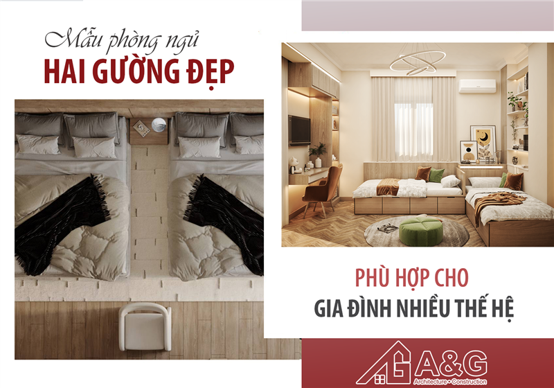 Mẫu phòng ngủ 2 giường phù hợp gia đình nhiều thế hệ