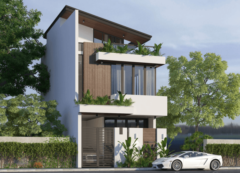 Các mẫu nhà mái chéo 2 tầng đẹp, thiết kế ấn tượng