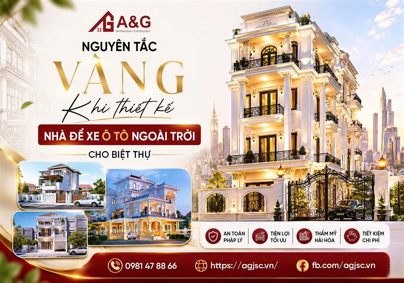 Nguyên tắc vàng khi thiết kế nhà để xe ô tô ngoài trời cho biệt thự