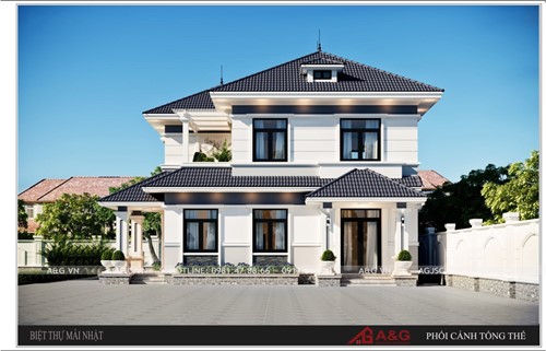 THIẾT KẾ BIỆT THỰ 2 TẦNG MÁI NHẬT