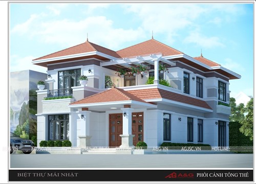 THIẾT KẾ BIỆT THỰ 2 TẦNG NHÀ VƯỜN MÁI NHẬT - BẮC NINH