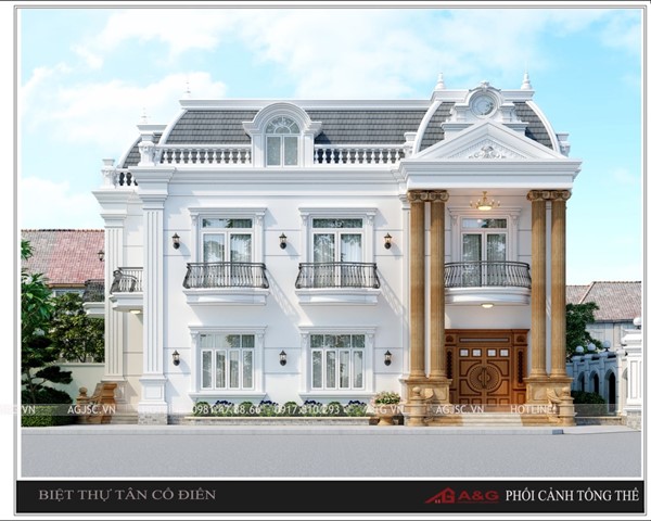 THIẾT KẾ THI CÔNG BIỆT THỰ TÂN CỔ ĐIỂN - MR QUANG CHƯƠNG MỸ