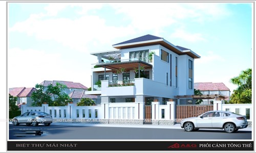 THIẾT KẾ BIỆT THỰ MÁI NHẬT KẾT HỢP VỚI SÂN VƯỜN TẠI HÀ TĨNH