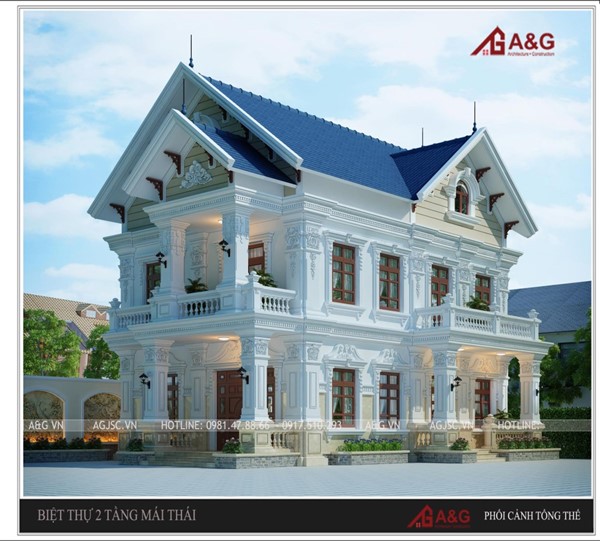 THIẾT KẾ BIỆT THỰ 3 TẦNG MÁI THÁI - NAM ĐỊNH