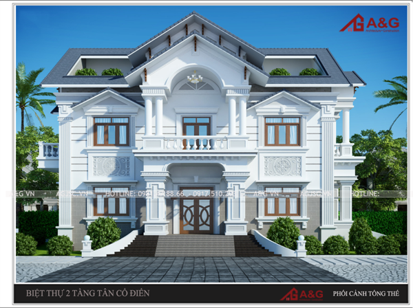 THIẾT KẾ BIỆT THỰ 2 TẦNG MÁI THÁI - TỪ LIÊM, HÀ NỘI