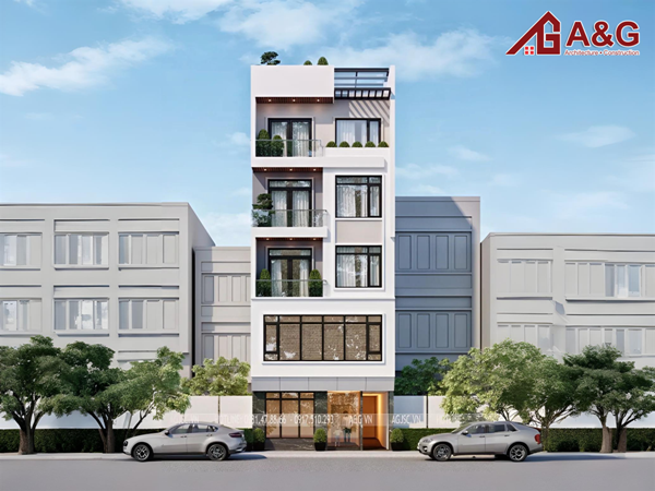 THIẾT KẾ THI CÔNG NHÀ PHỐ 05 TẦNG CHO GIA ĐÌNH TRẺ