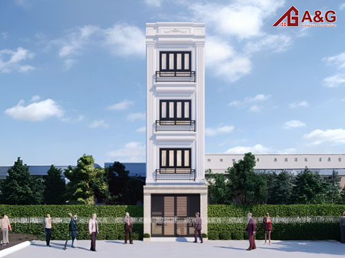 THIẾT KẾ THI CÔNG NHÀ PHỐ 05 TẦNG MÁI BẰNG TÂN CỔ ĐIỂN