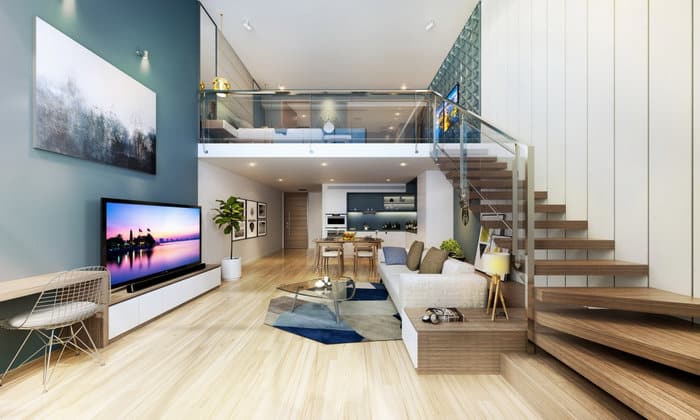 15+ mẫu thiết kế phòng khách gác lửng đẹp và tiện nghi
