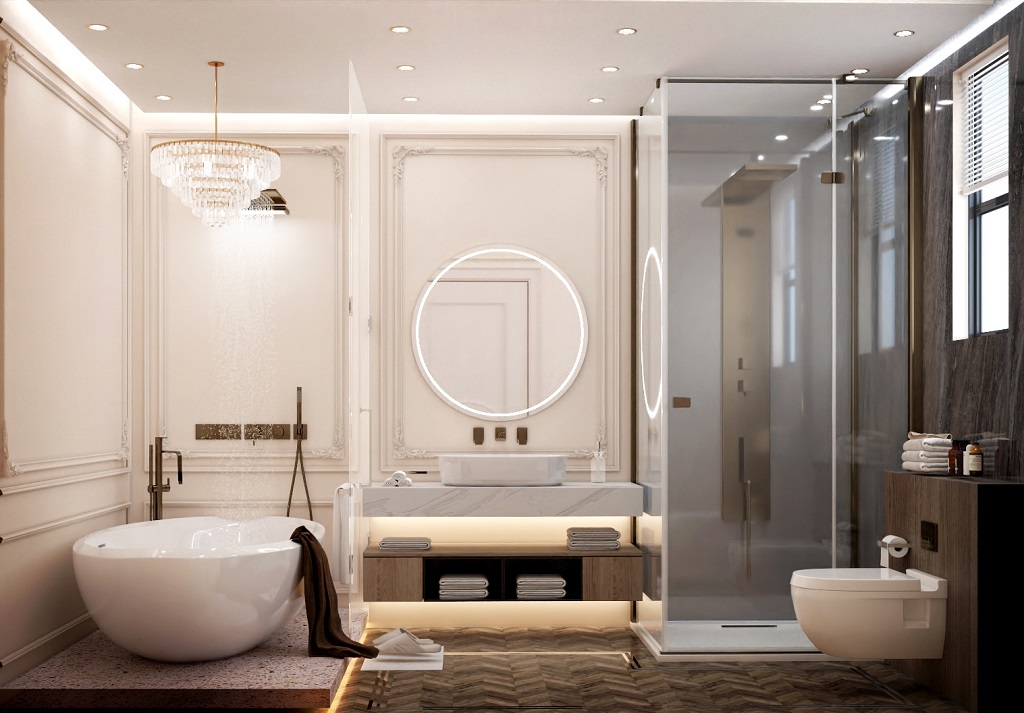Bí quyết thiết kế phòng tắm tân cổ điển đẹp chuẩn châu Âu
