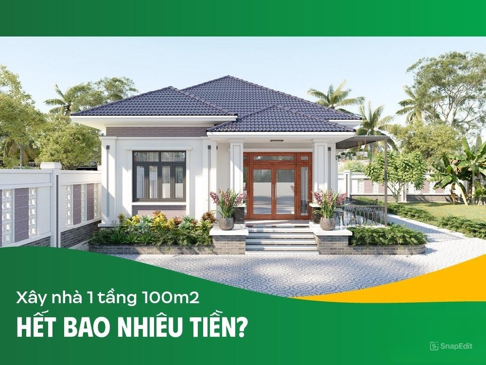 Tổng hợp mẫu nhà 1 tầng 2 phòng ngủ 100m² đẹp kèm dự toán chi phí 2025