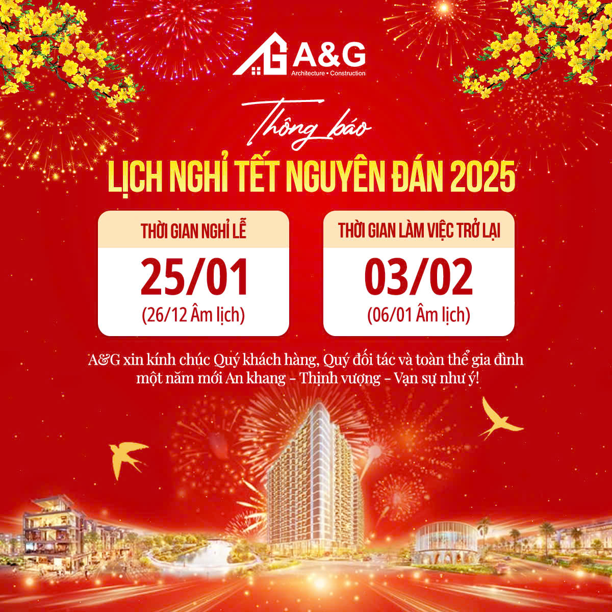 Thông báo lịch nghỉ Tết Nguyên Đán 2025